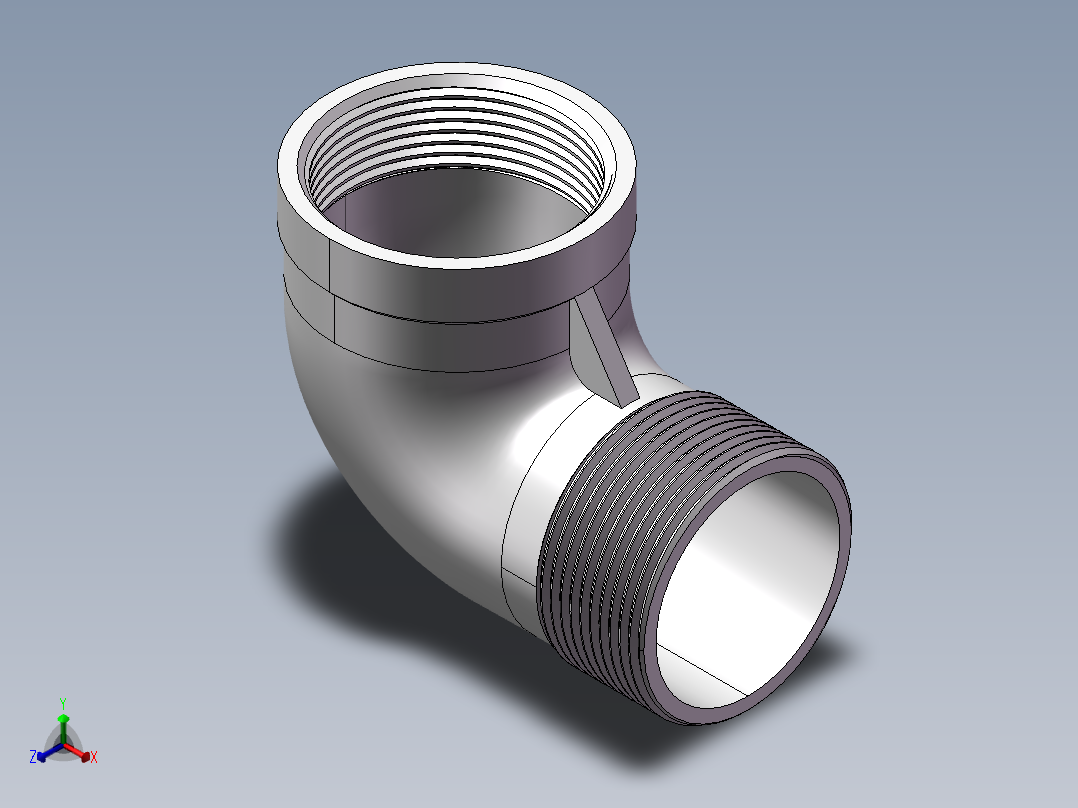 弯头-等径内外丝 DN40正等轴测图
