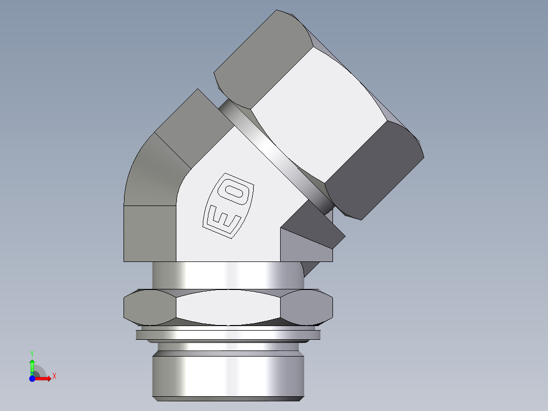 卡套式工业通用硬管接头EO_Adjustable_locknut_45_deg_elbow_VEE30SMCF前视图