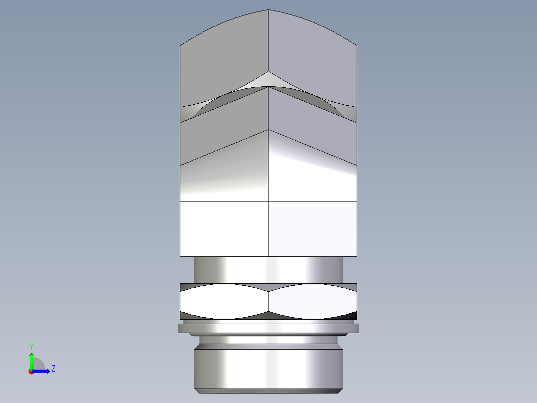 卡套式工业通用硬管接头EO_Adjustable_locknut_45_deg_elbow_VEE30SMCF左视图