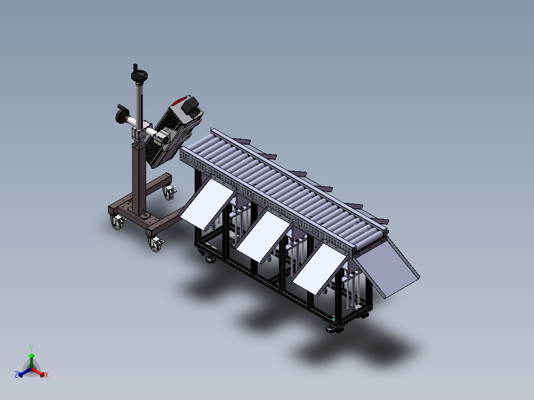 自动识别快递分拣系统sw20可编辑正等轴测图