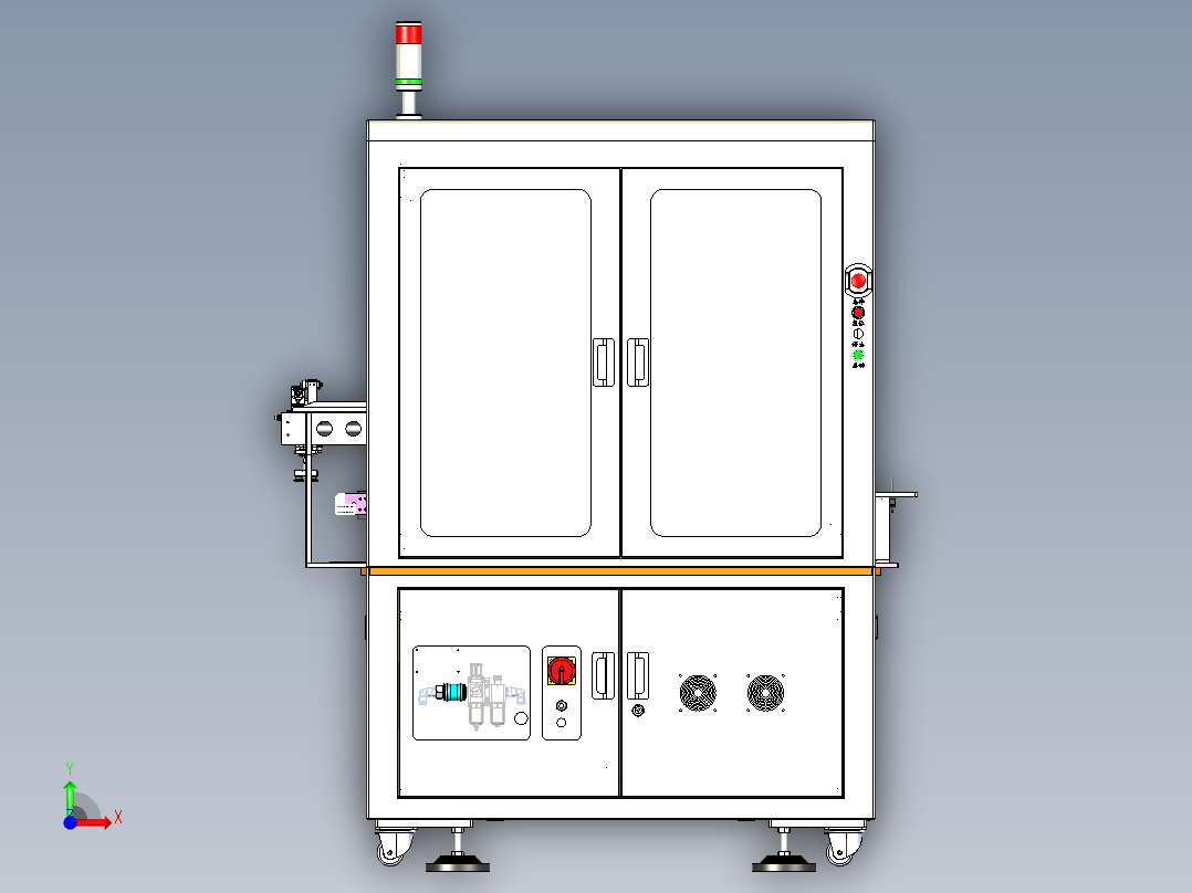 双飞达在线式贴标设备x_t前视图