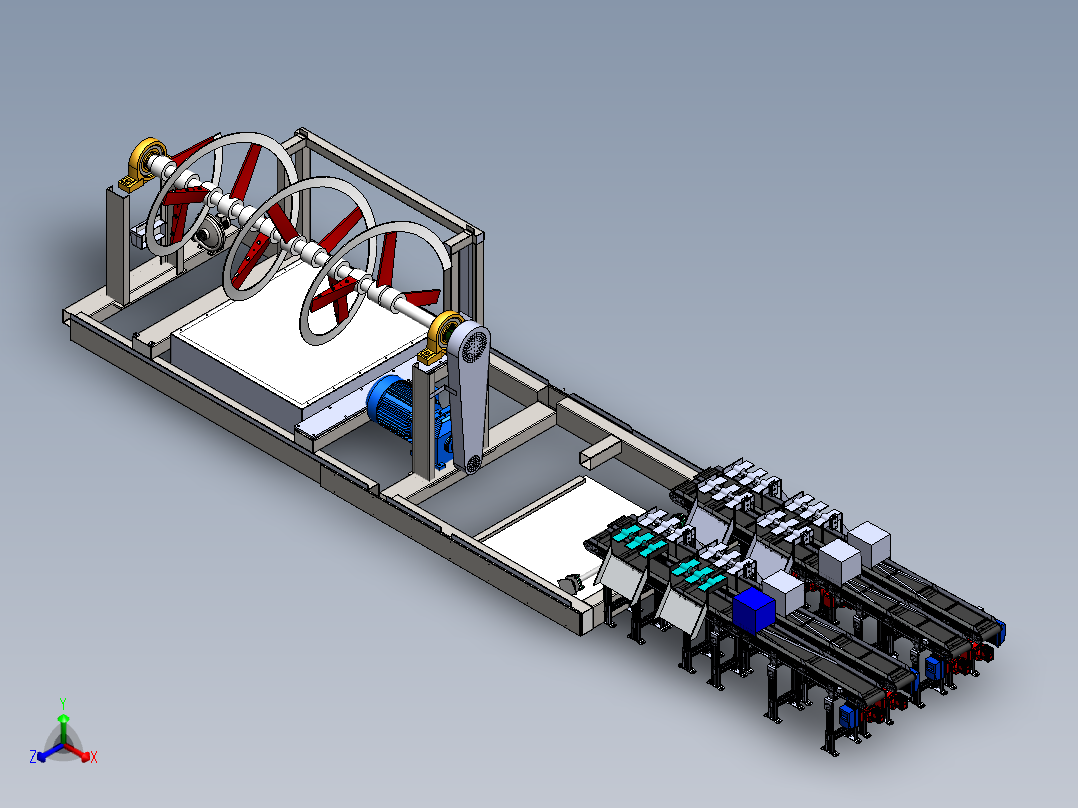 钢板自动裁切折弯成型设备sw17可编辑正等轴测图