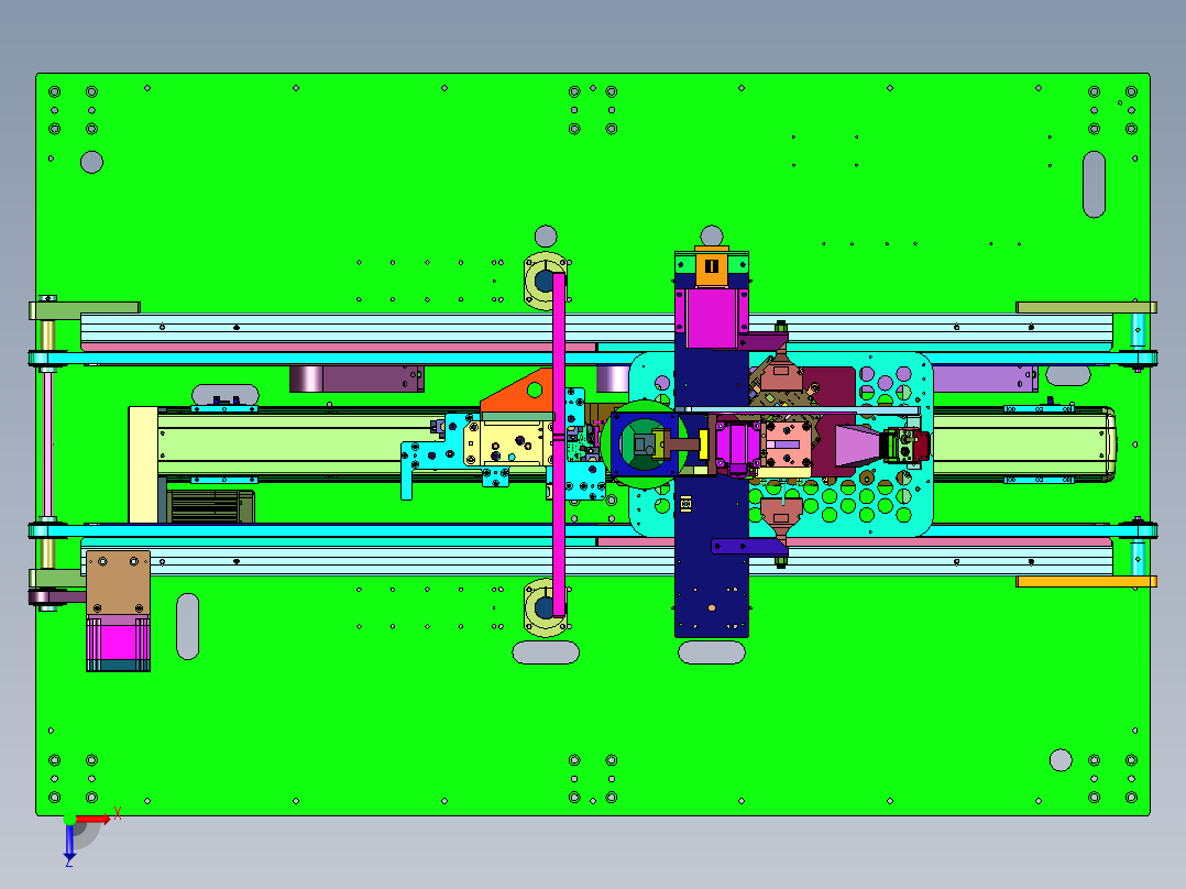 自动上下料的在线热熔装置俯视图