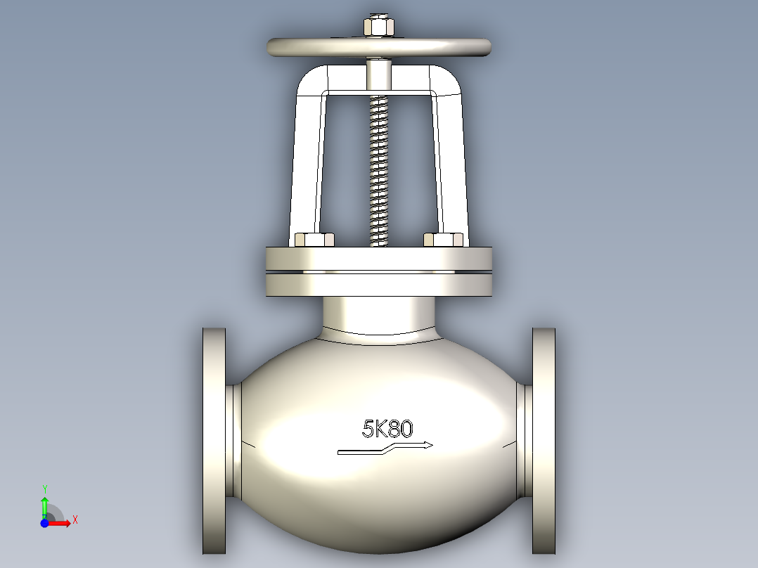铸铁 铸钢截止阀 截止止回阀-JIS5K-80前视图