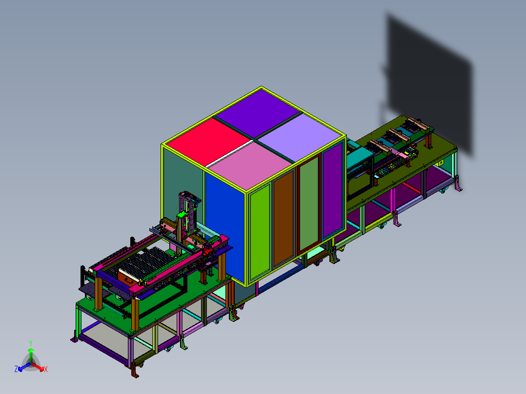 方形电池模组前后端板上线机后视图