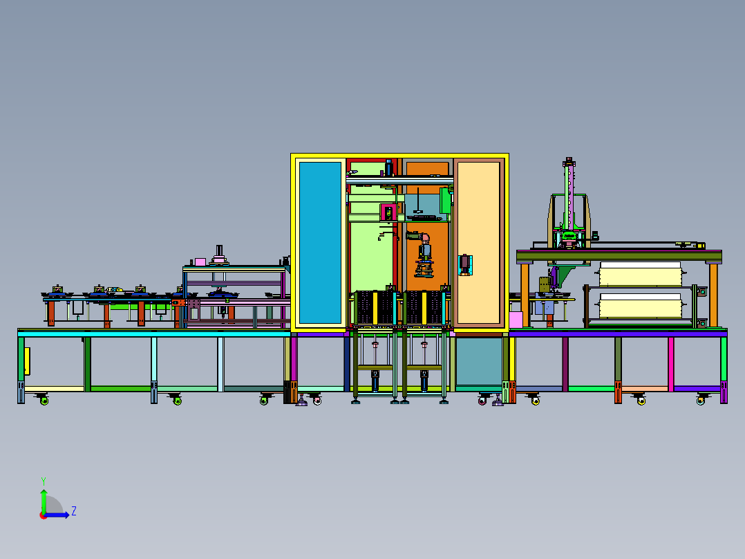方形电池模组前后端板上线机左视图