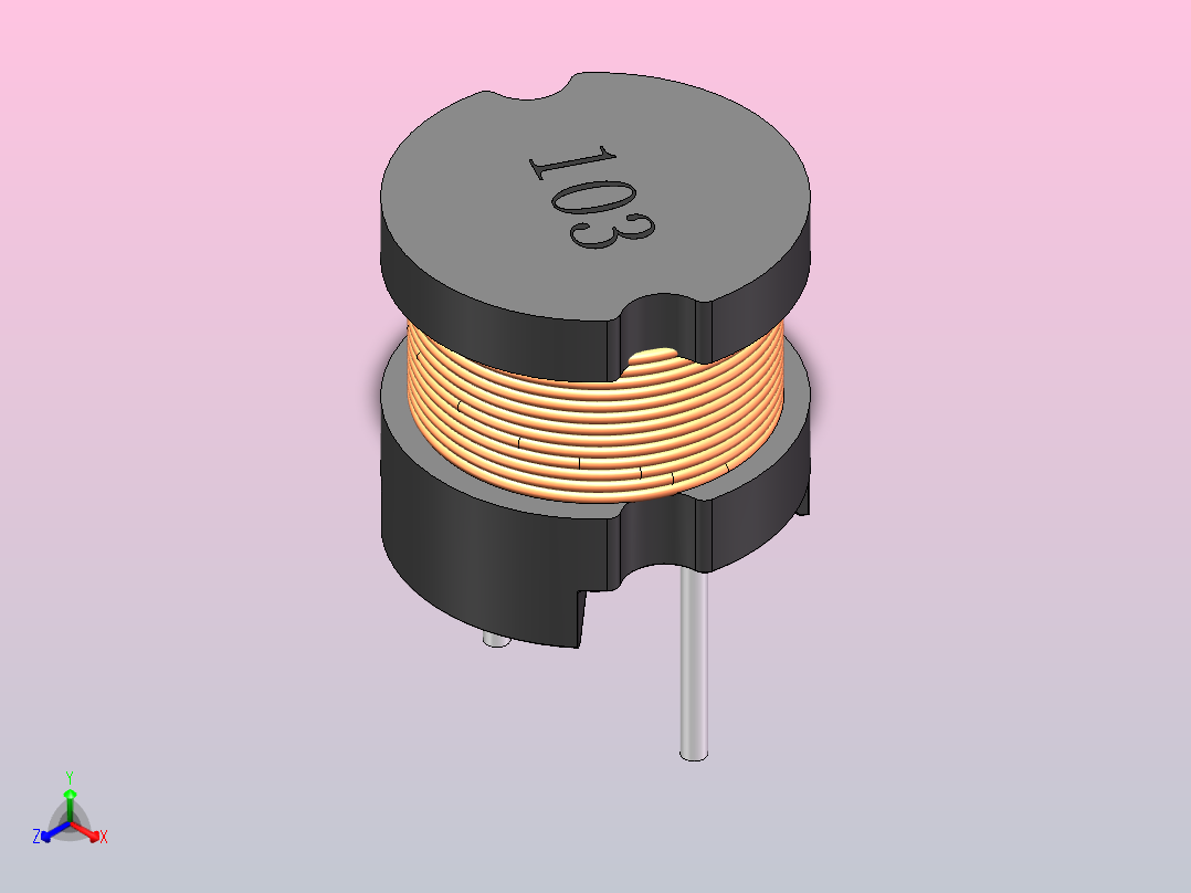PDL8075D鼓形磁芯电感正等轴测图
