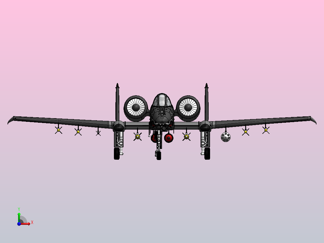 A-10 thunderbolt SolidWorks飞机前视图