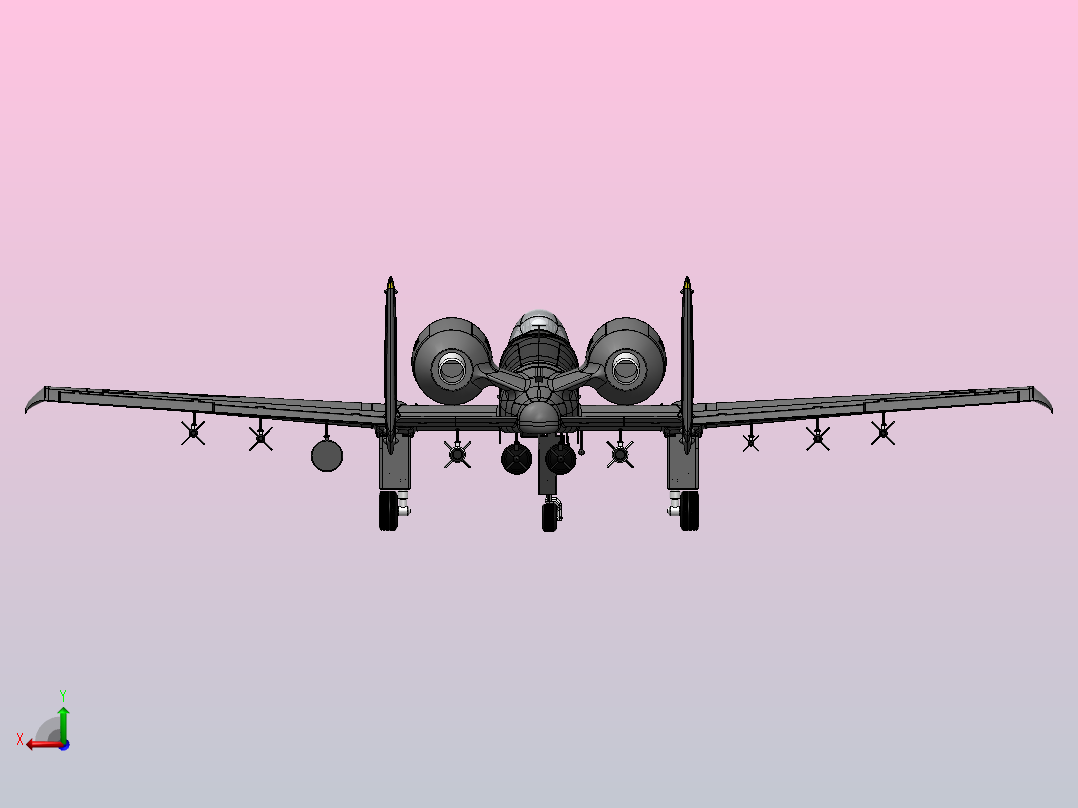 A-10 thunderbolt SolidWorks飞机后视图
