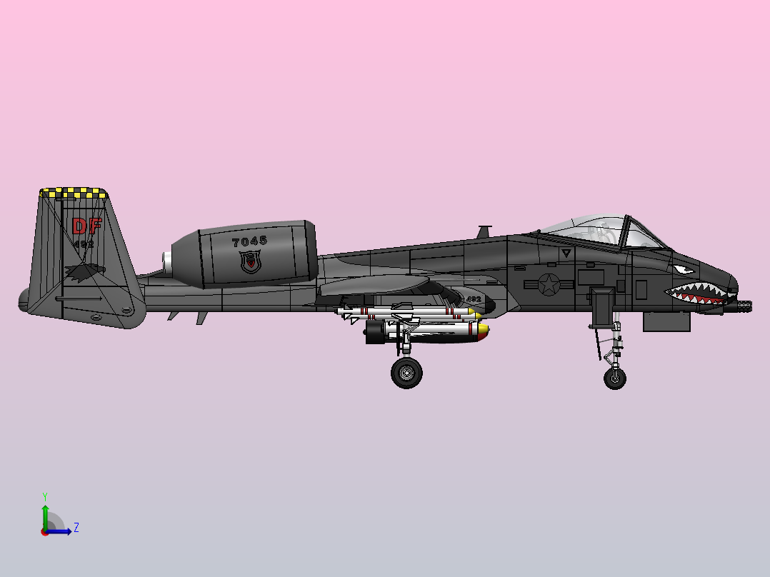 A-10 thunderbolt SolidWorks飞机左视图