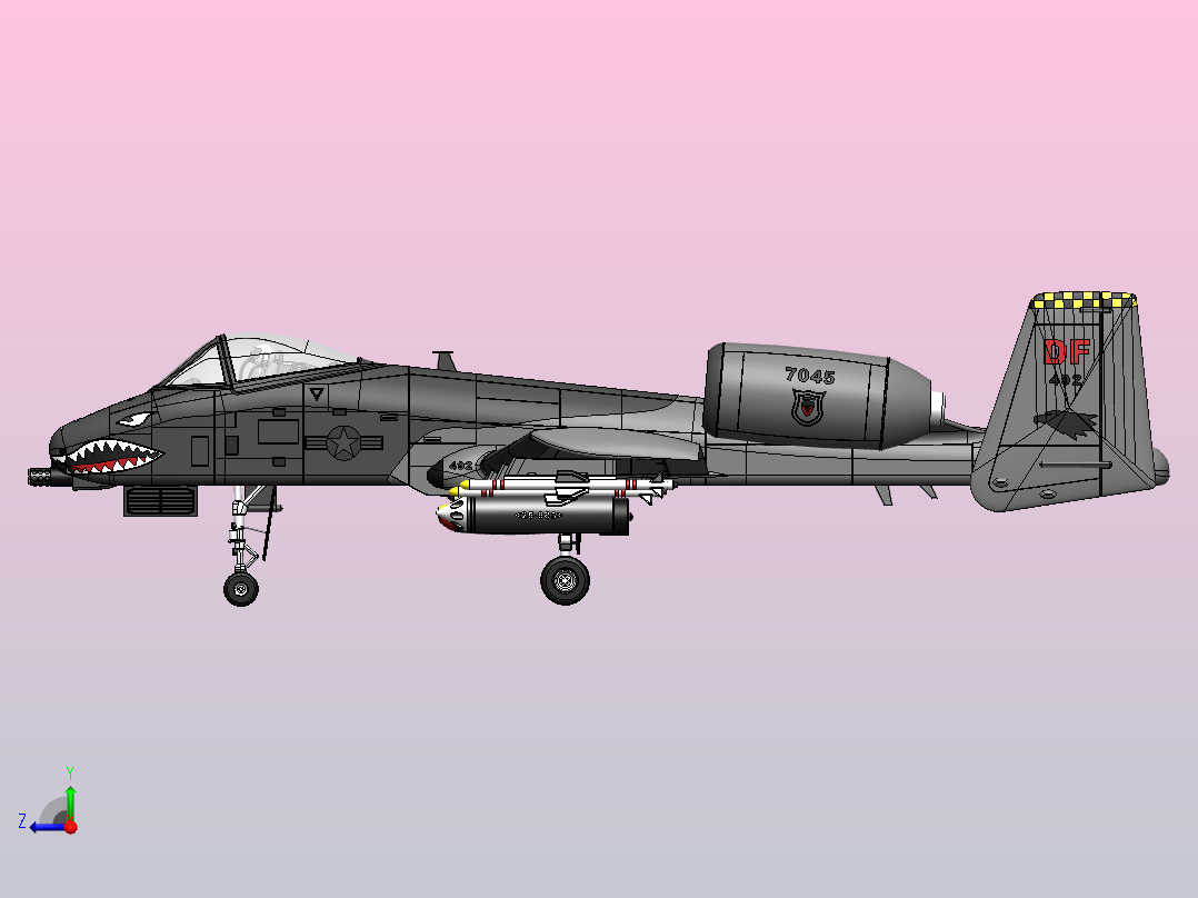 A-10 thunderbolt SolidWorks飞机右视图