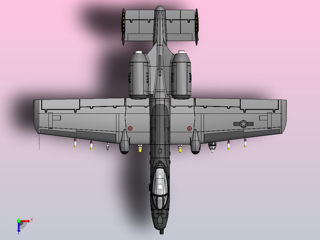 A-10 thunderbolt SolidWorks飞机俯视图