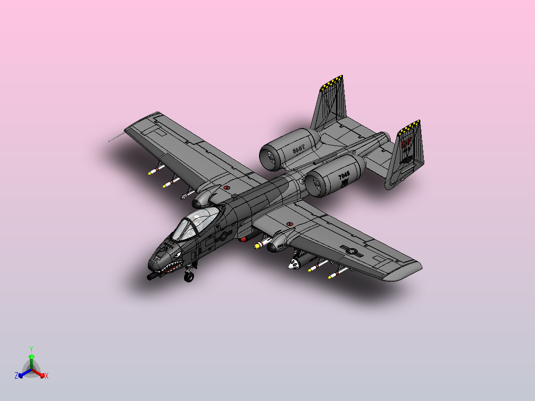 A-10 thunderbolt SolidWorks飞机正等轴测图