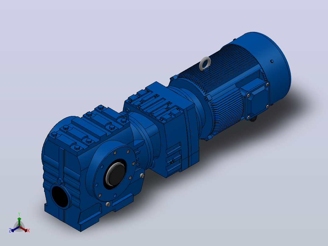 SA57R17组合式斜齿-蜗轮蜗杆减速机SA57R17-Y0.25-4P-229-M1-0°-B正等轴测图