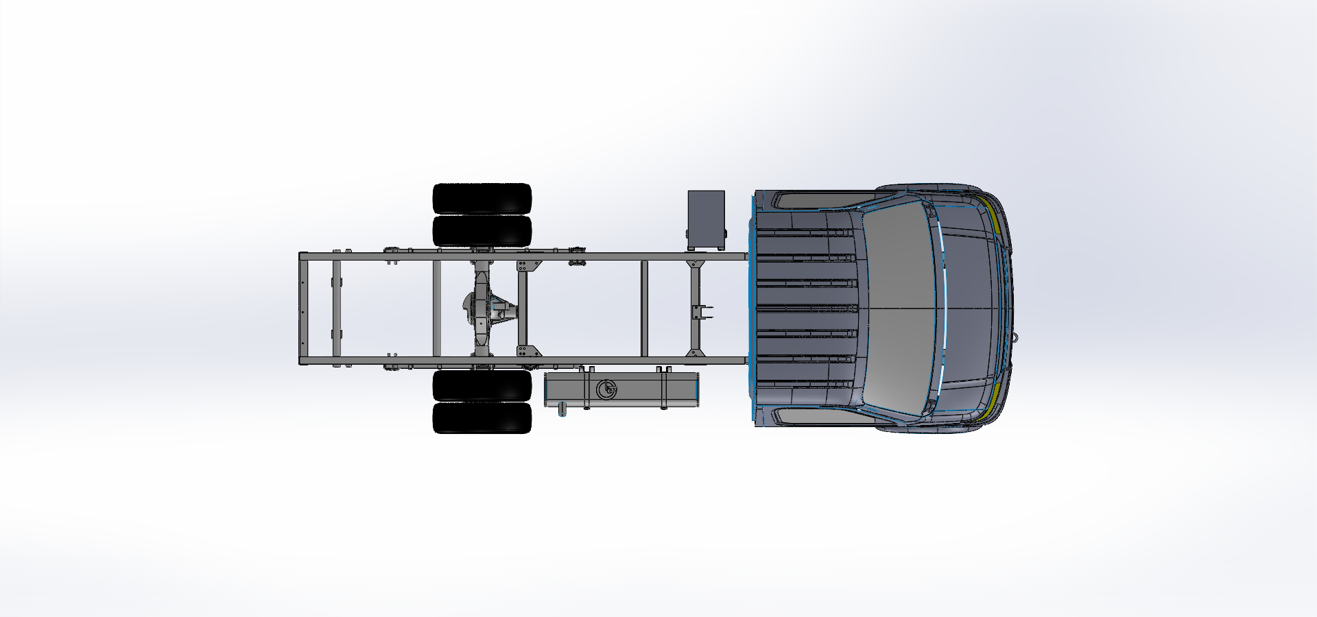 底盘（轴距2990mm）驾驶室、车架、轮胎、燃油箱、电瓶等机构