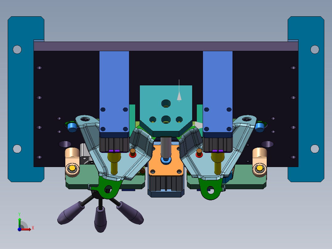 汽车门锁焊接夹具前视图