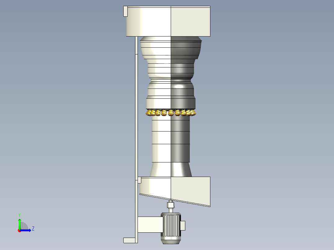 sgt-700燃气轮机3D数模图纸 STEP格式左视图