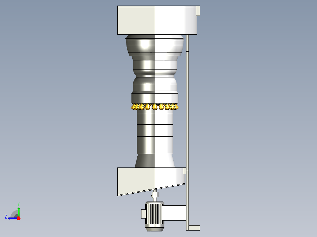 sgt-700燃气轮机3D数模图纸 STEP格式右视图
