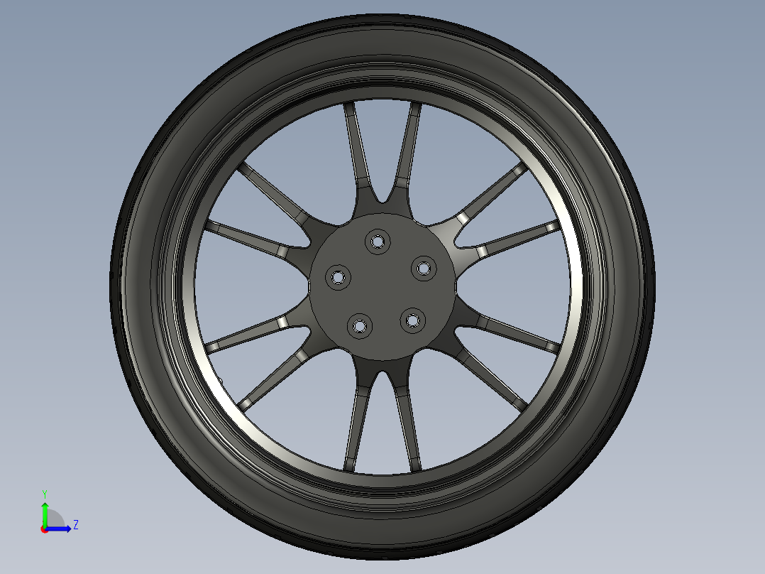 汽车轮胎3D模型左视图