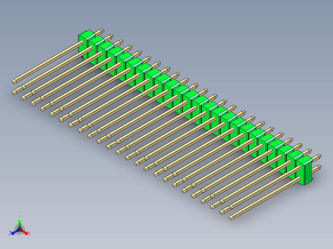 彩色公头100mil（2.54mm）系列-DS1021_green_2x24p_100mil_Type19_rev1.0主视图