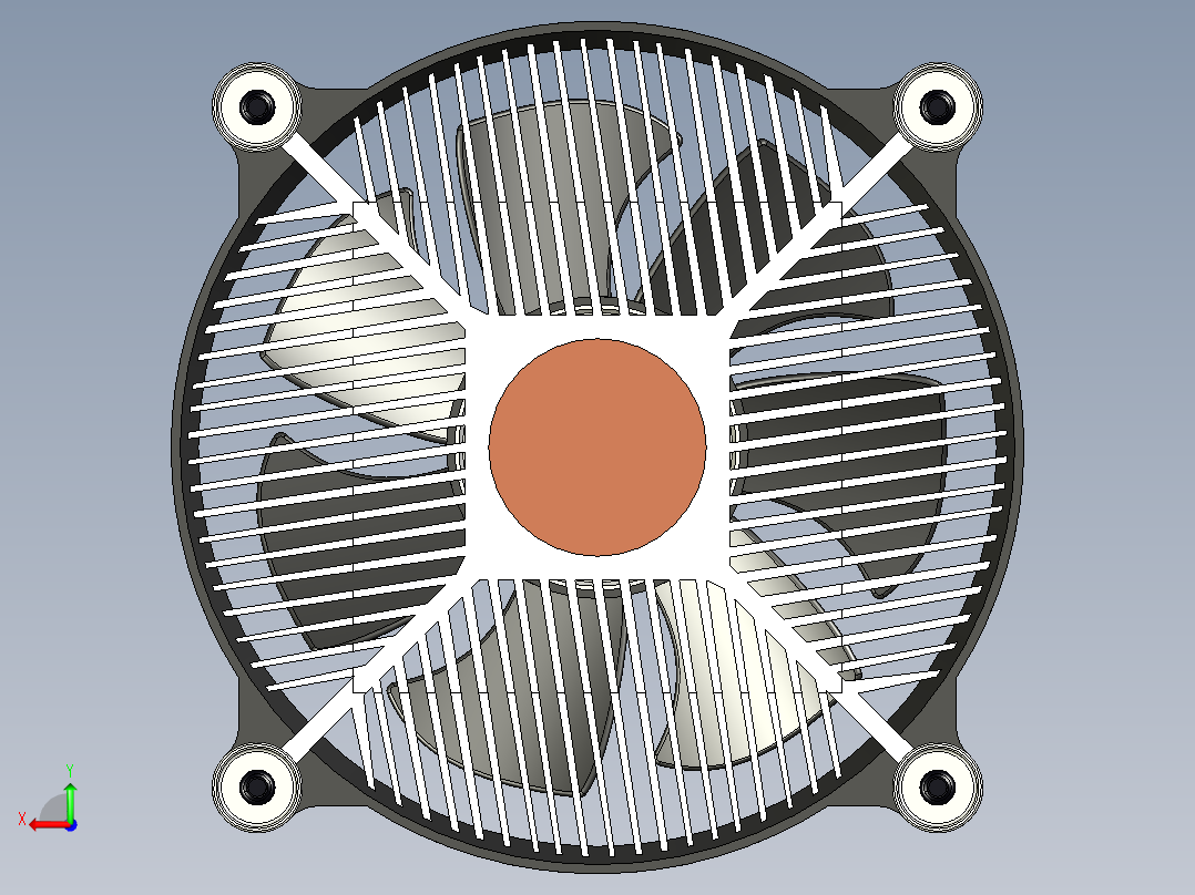 50C电脑CPU风扇模型3D图纸 STP格式后视图