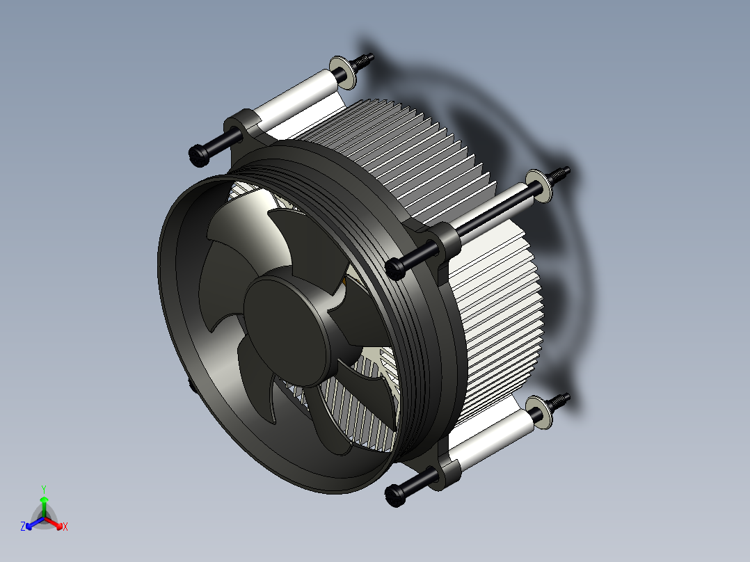 50C电脑CPU风扇模型3D图纸 STP格式正等轴测图