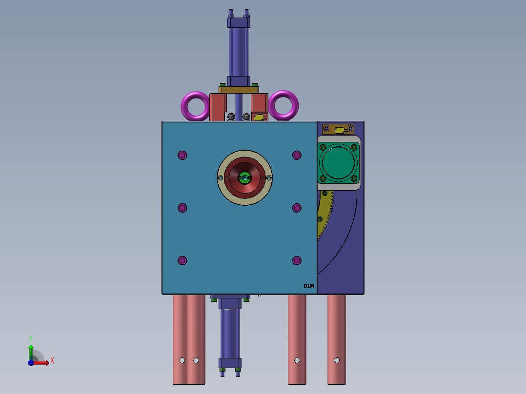 复杂的弯管抽芯模具前视图
