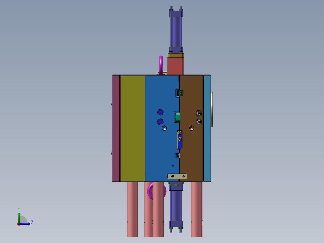 复杂的弯管抽芯模具左视图