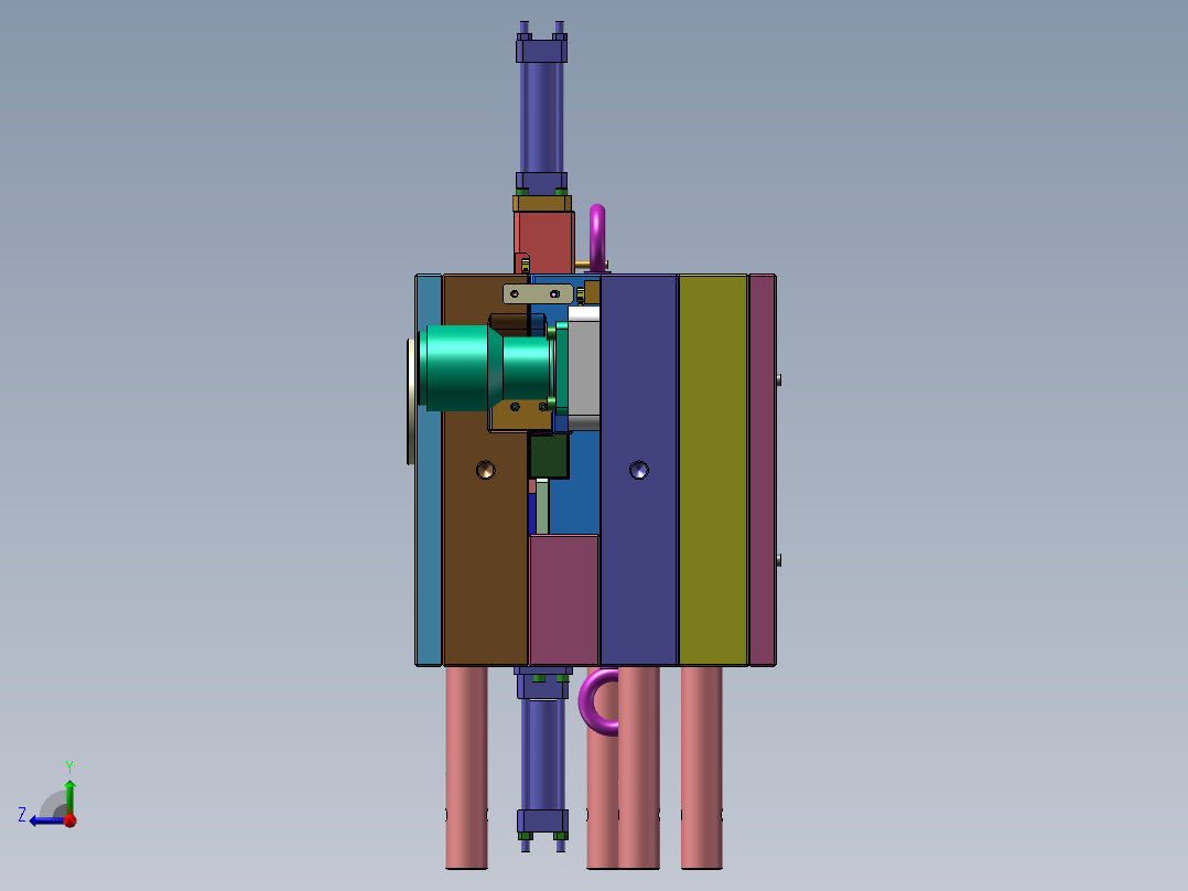 复杂的弯管抽芯模具右视图