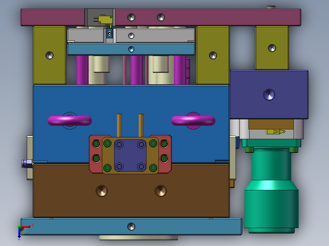 复杂的弯管抽芯模具俯视图