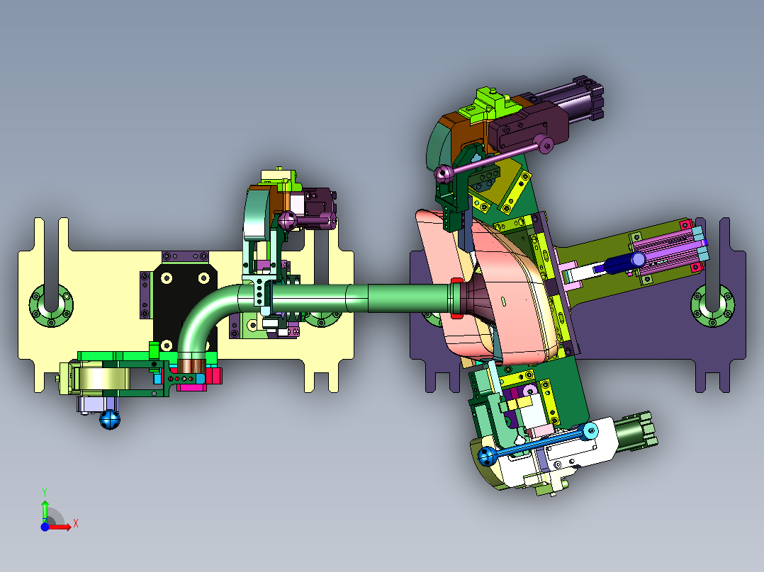汽车装饰尾管焊接工装前视图