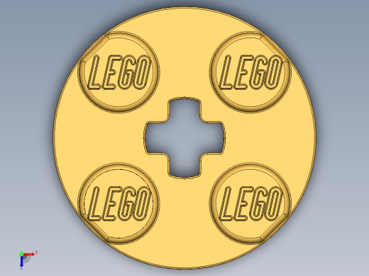 乐高零件 4032 板 2 x 2 圆形-4032 Curry Plate 2 x 2 Round.SLDPRT俯视缩略图