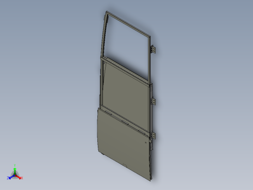 金龙客车骨架司机窗配件布置图3D模型正等轴测缩略图