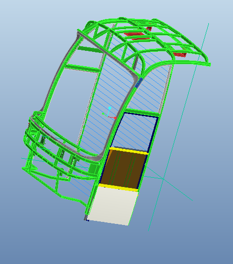 金龙客车骨架司机窗配件布置图3D模型