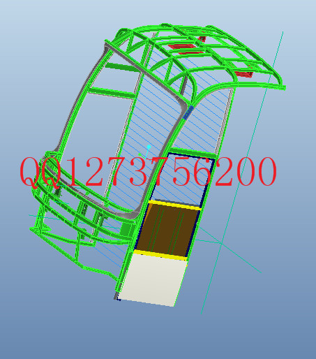 金龙客车骨架司机窗配件布置图3D模型
