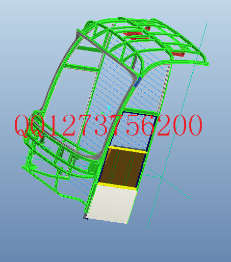 金龙客车骨架司机窗配件布置图3D模型缩略图