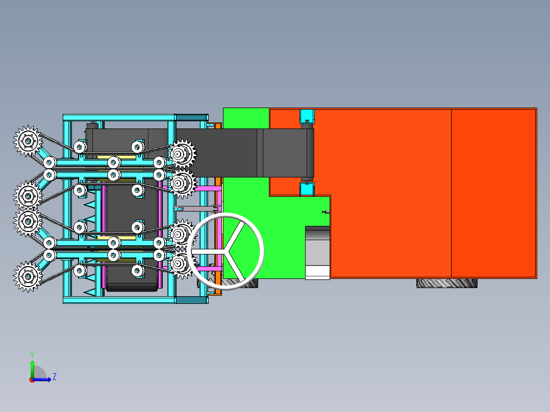 甜玉米玉米收获机设计【三维SolidWorks模型3D建模+CAD图纸+说明左视图