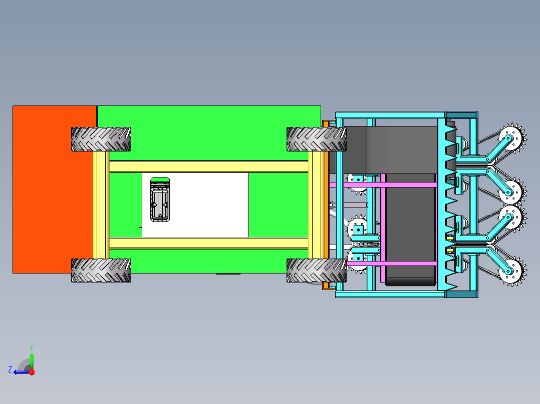 甜玉米玉米收获机设计【三维SolidWorks模型3D建模+CAD图纸+说明右视图