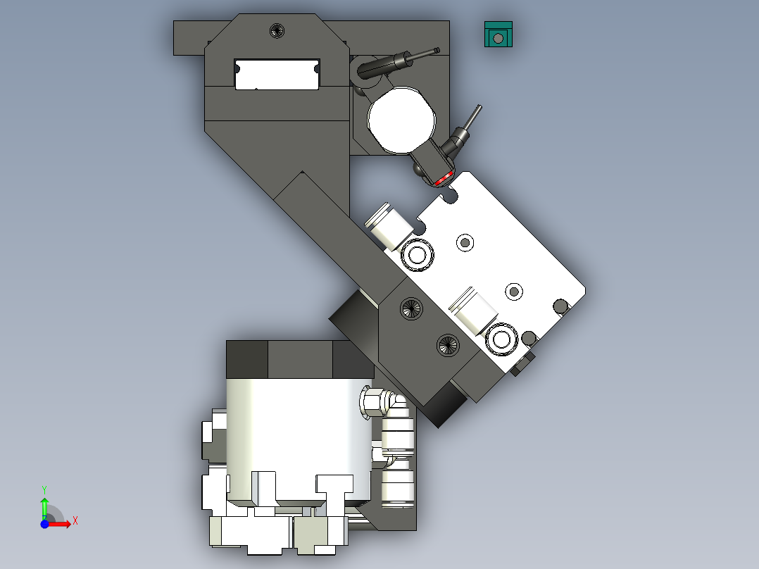 旋转双头取料机构前视图