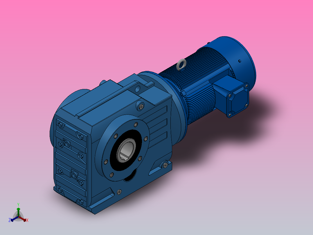 KA87空心轴安装螺旋锥齿轮减速机KA87-YV0.75-6P-174.99-M1-0°-A主视图