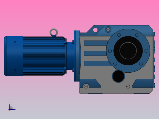KA87空心轴安装螺旋锥齿轮减速机KA87-YV0.75-6P-174.99-M1-0°-A左视缩略图