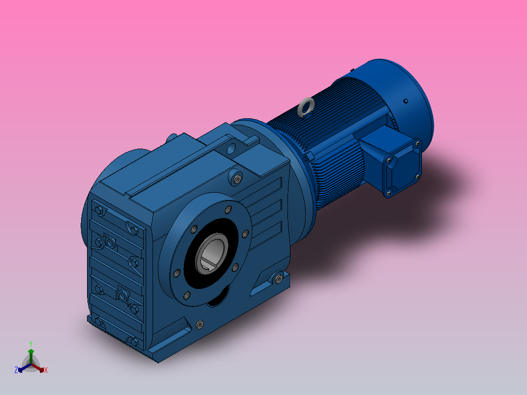 KA87空心轴安装螺旋锥齿轮减速机KA87-YV0.75-6P-174.99-M1-0°-A正等轴测图