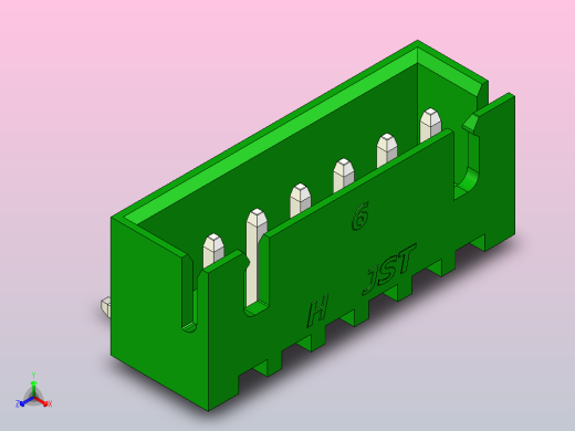 绿色JST XH 6针连接器P 2 54mm成角度