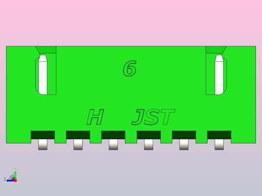 绿色JST XH 6针连接器P 2 54mm成角度右视缩略图