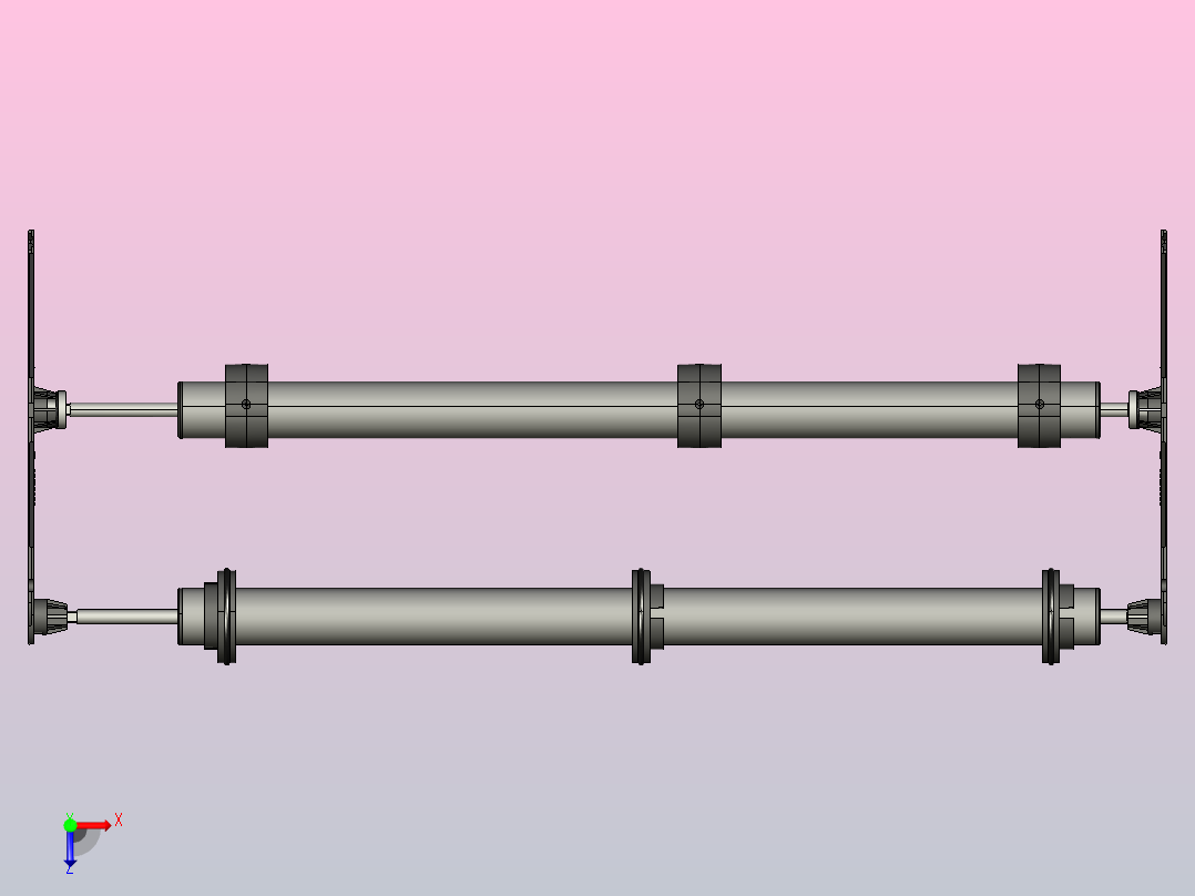 卷帘百叶窗设置的滚轮机构俯视图