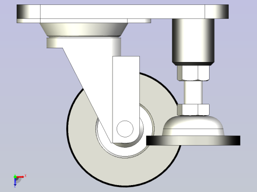 调整脚（通用型）脚轮+蹄脚组装款、组合脚轮俯视缩略图