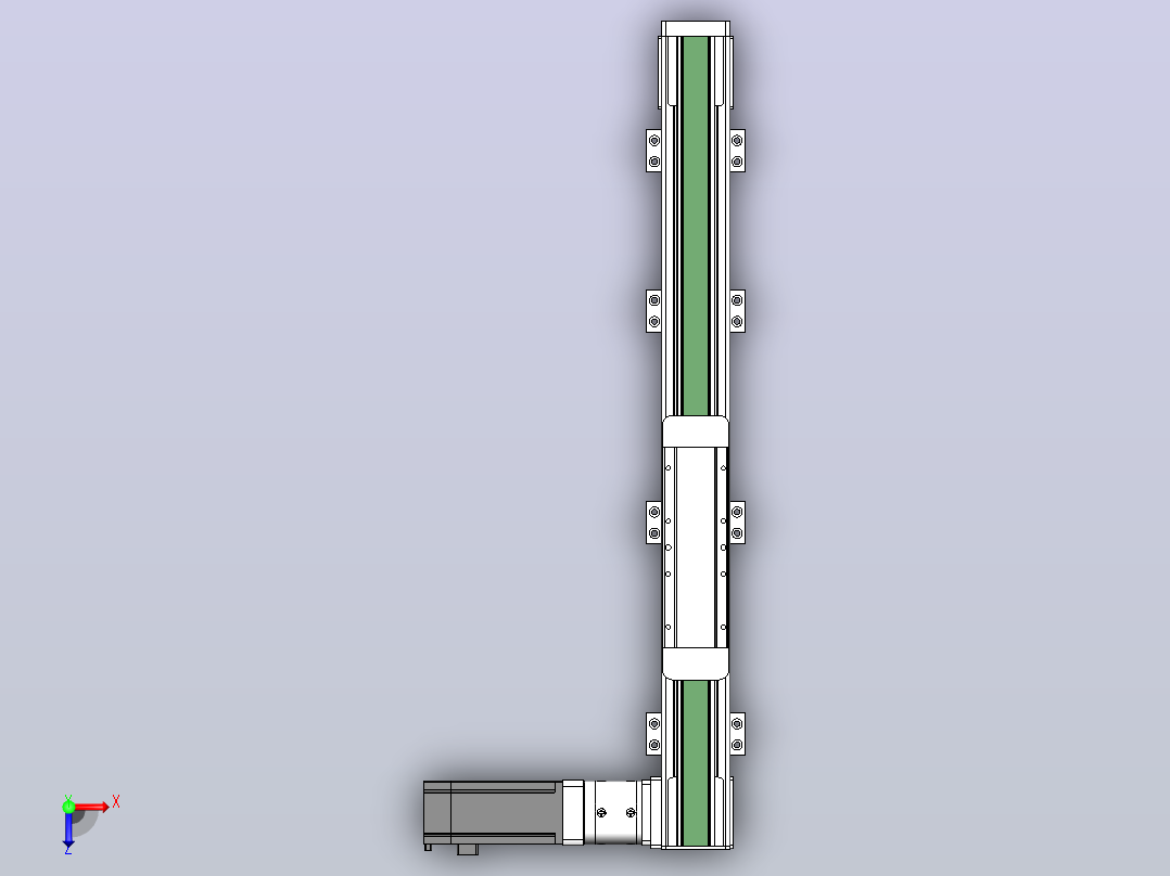 DMEB65L-RTCR欧规同步带模组直线模组（电机右折）[DMEB65L-L15S350-DT400-C2U-RTCR]俯视图