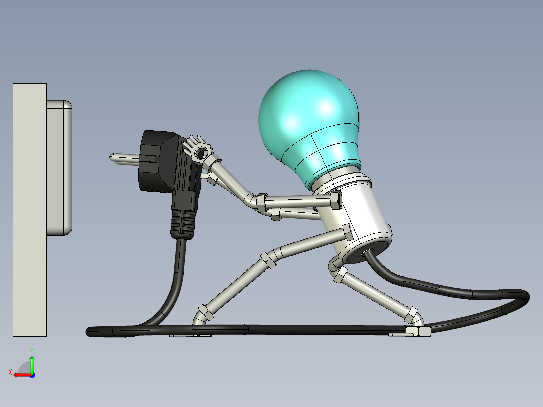 电灯和插座艺术造型3D图纸 CREO设计后视图