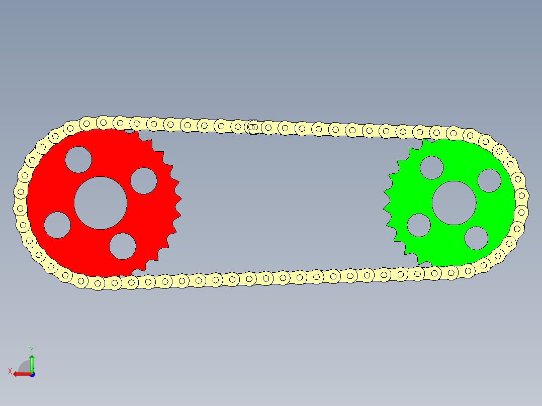 链条链轮3D模型proe后视图