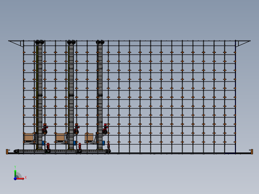 自动化立体仓库方案 3D图前视图